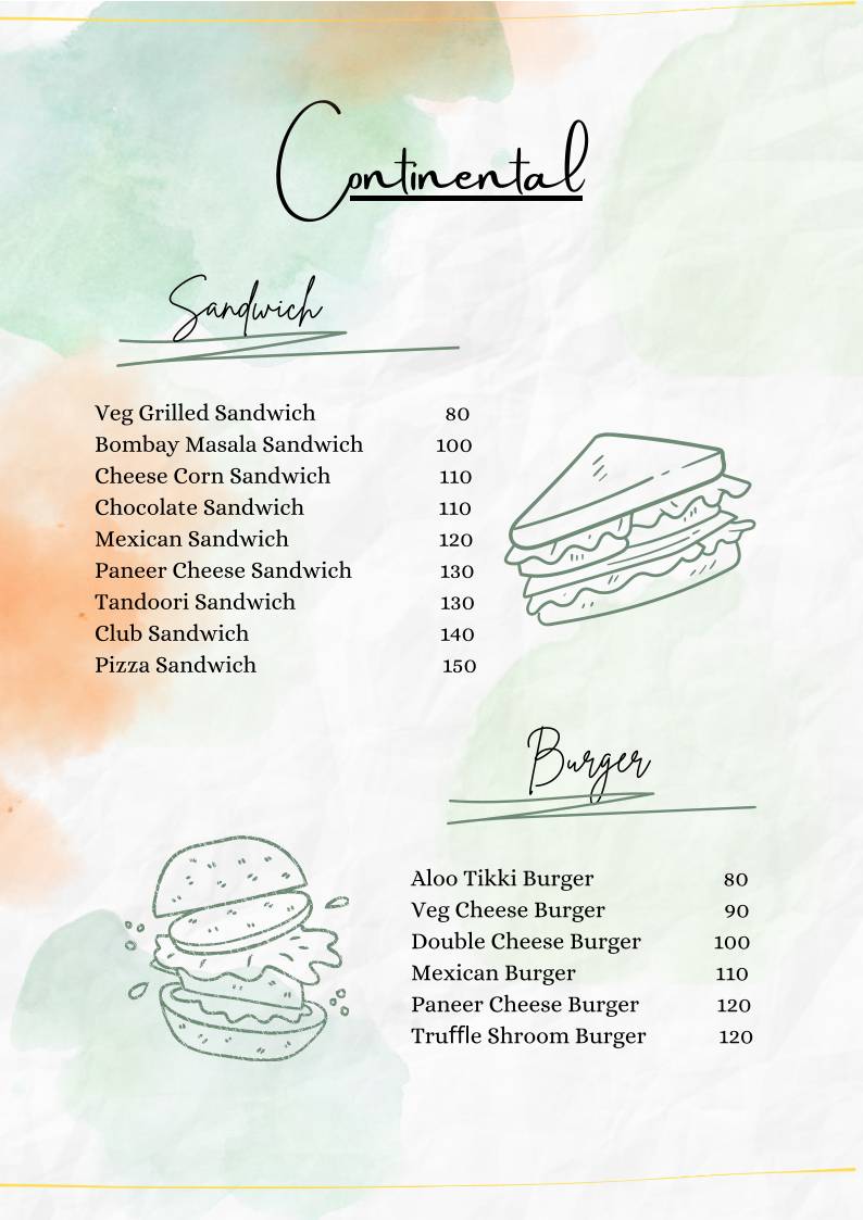 Shila’s Café menu
