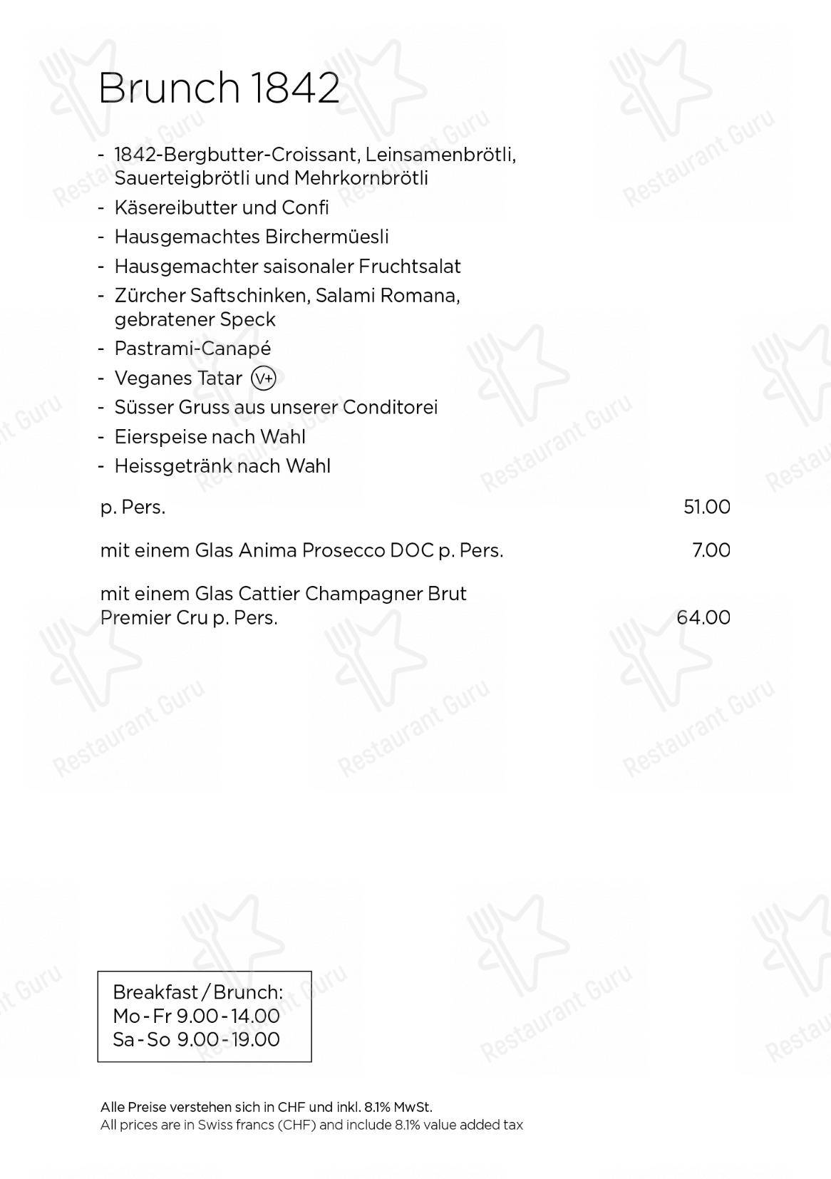 Menu per Café & Conditorei 1842 in Zurigo