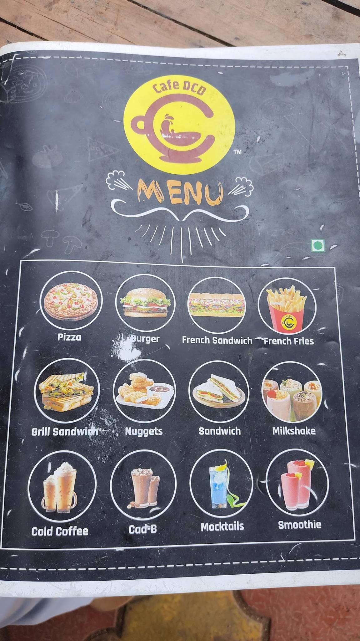DCD Cafe menu