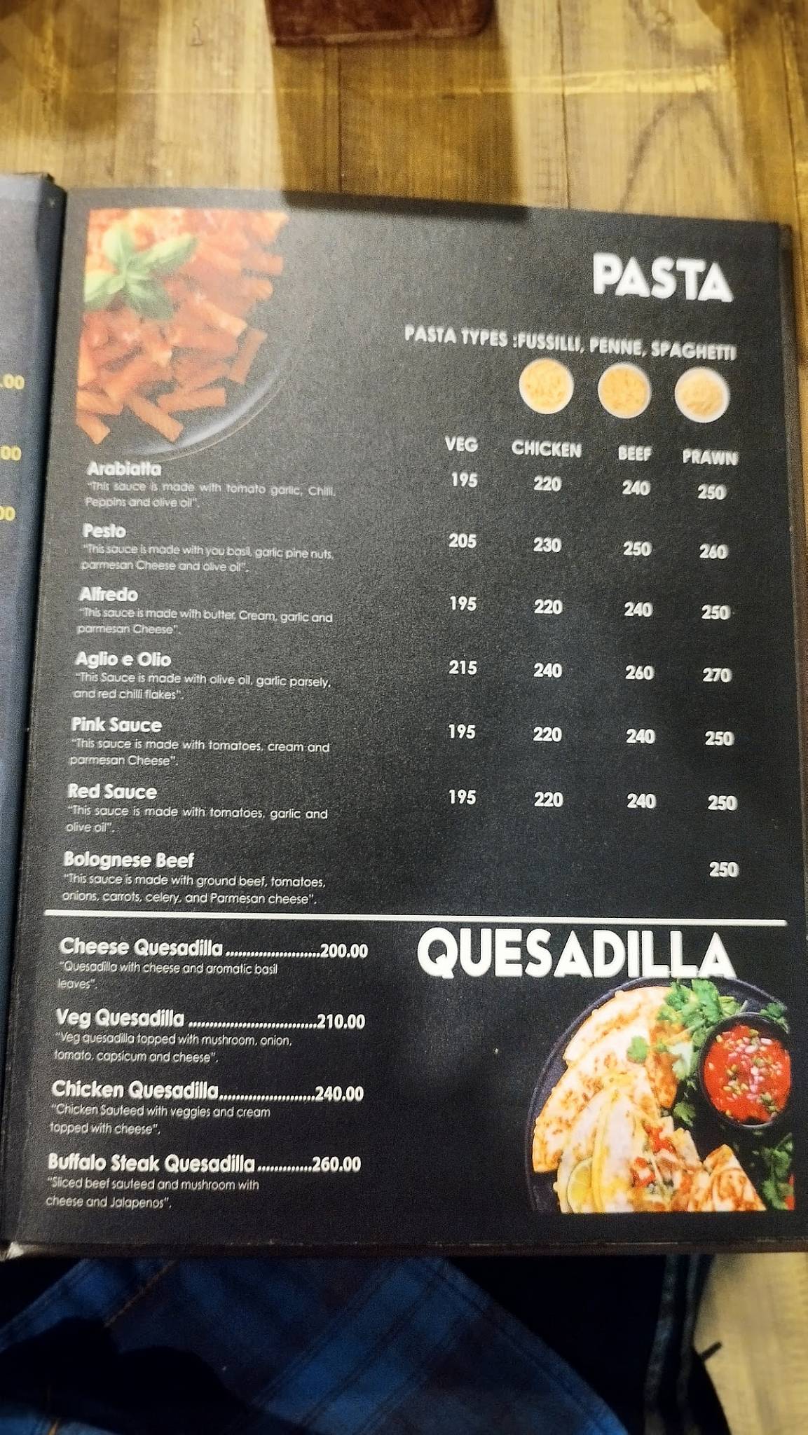 Golden Casa café menu