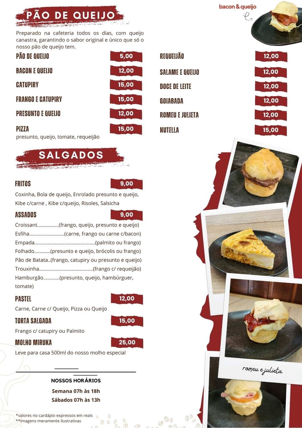 Cafeteria Miruka cardápio
