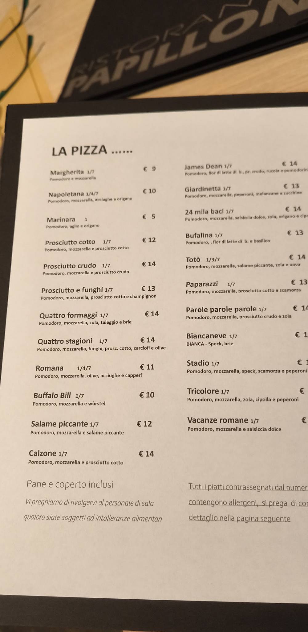 Menu di Papillon 