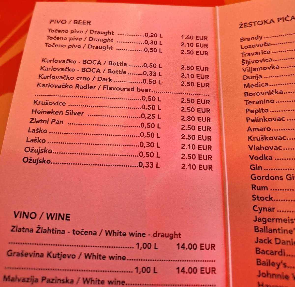 Menu di Caffe Bar Knez 