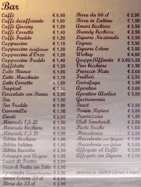 Menu di Caffè Pamphili 