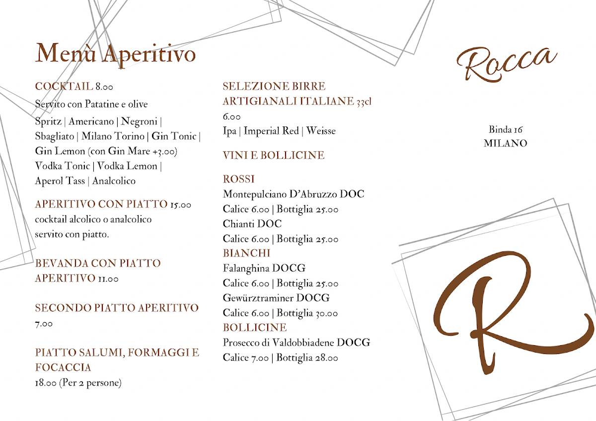 Menu di Caffetteria Rocca 