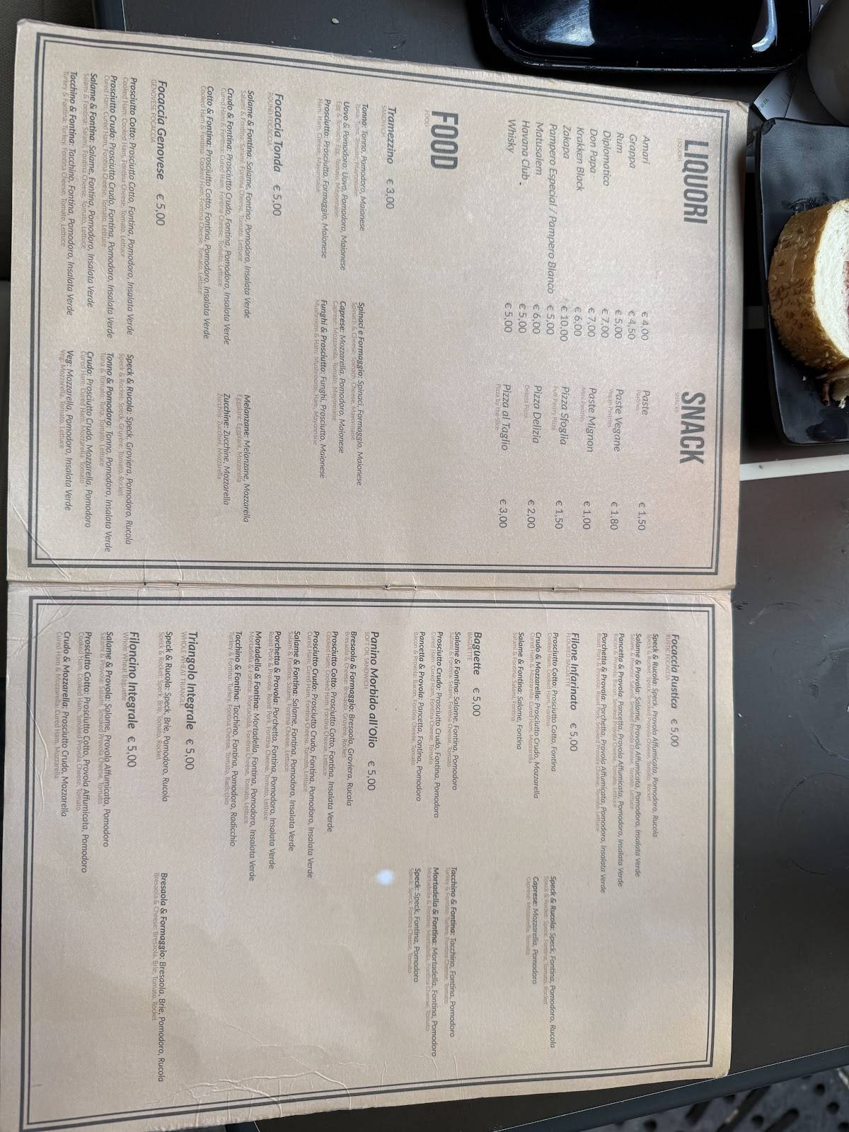 Menu di Caffetteria Tiffany 
