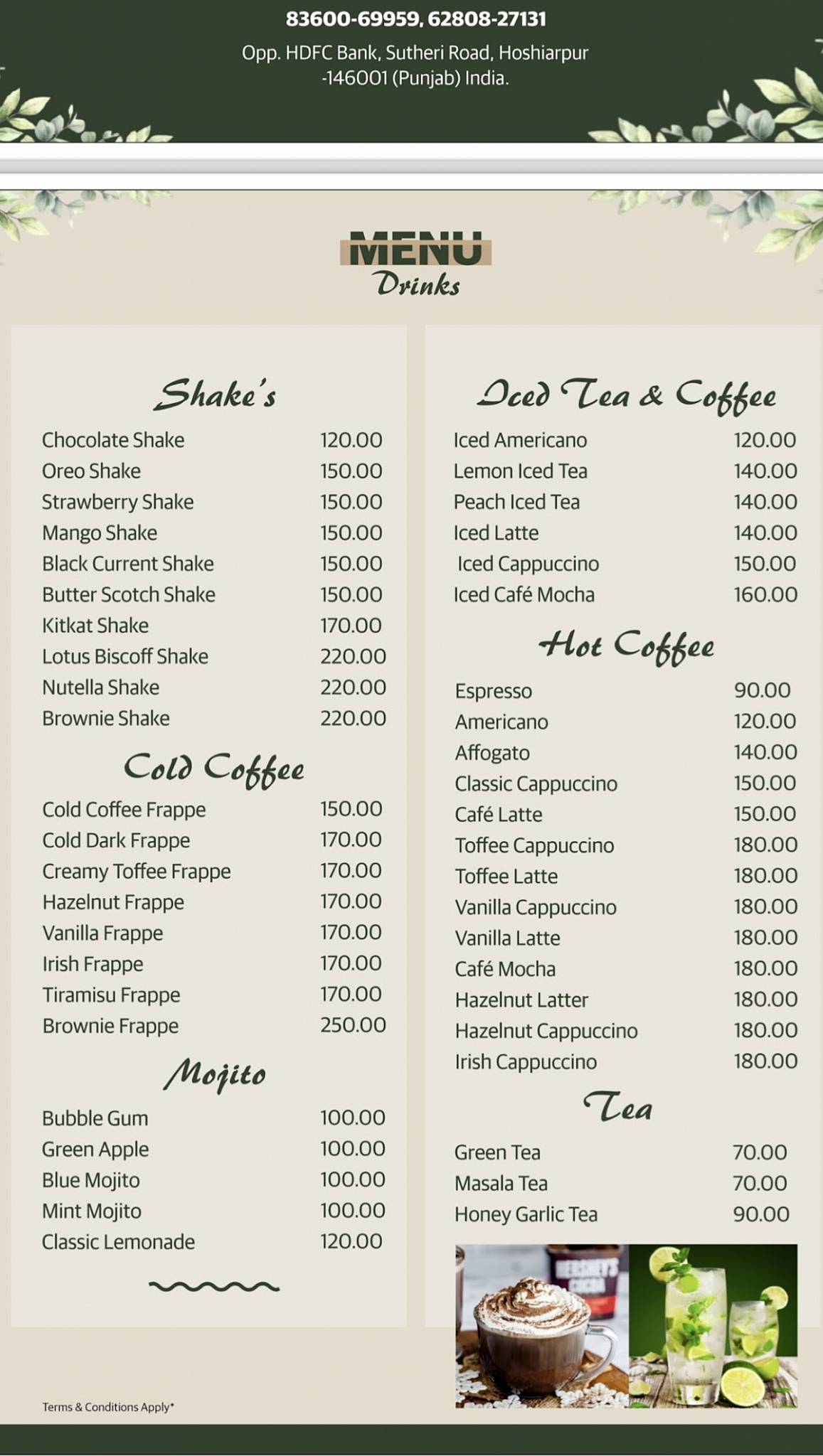 Cake Break Cafe menu