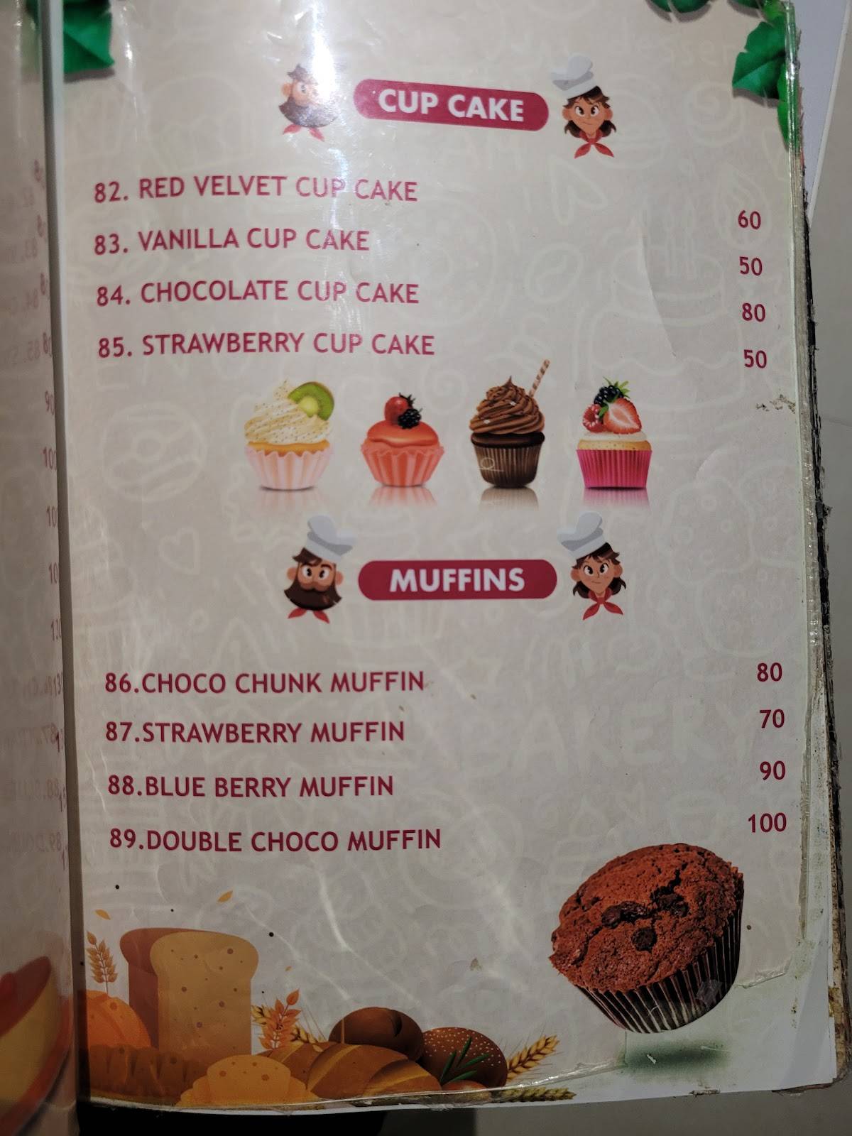 Cake wala menu