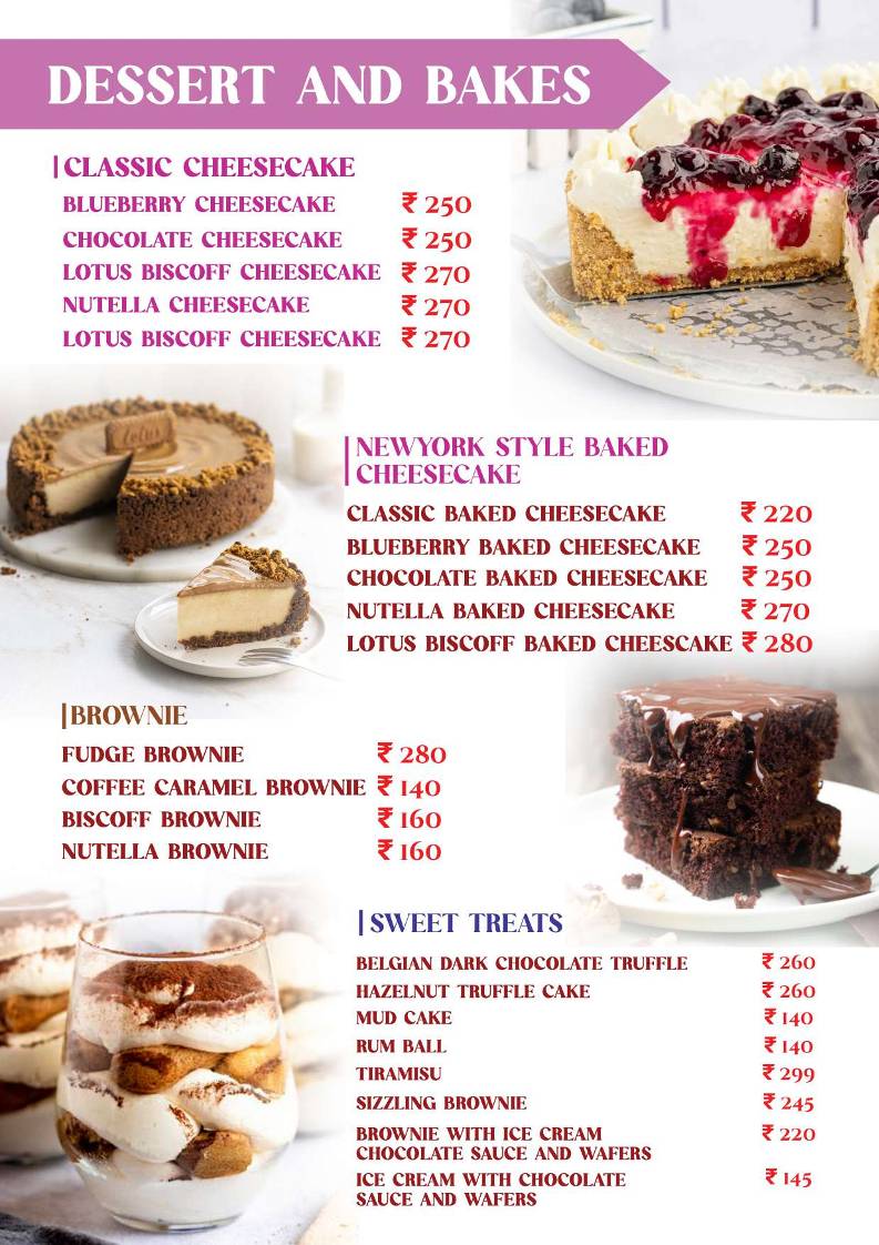 Calcutta Bakery Cafe, Salt Lake menu