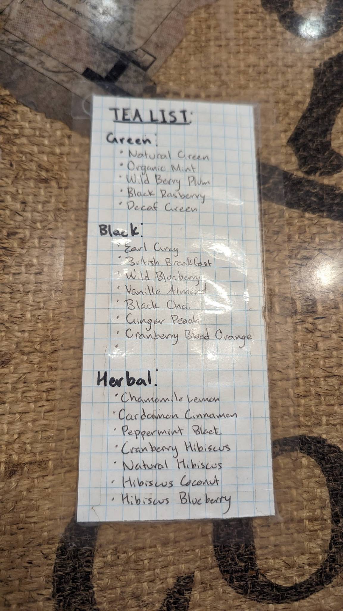 Menu at Jack Henry Coffee House, Caldwell