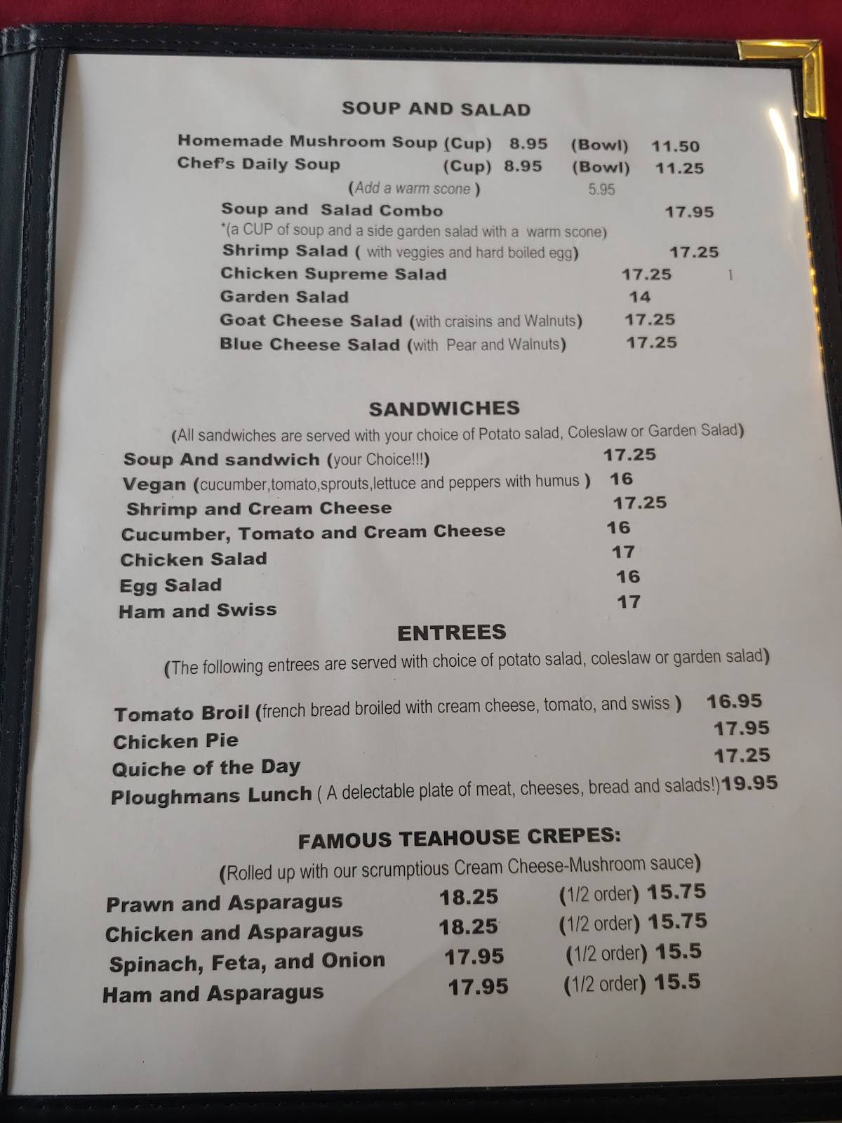 Menu at Calico Cat Tea House restaurant, Nanaimo