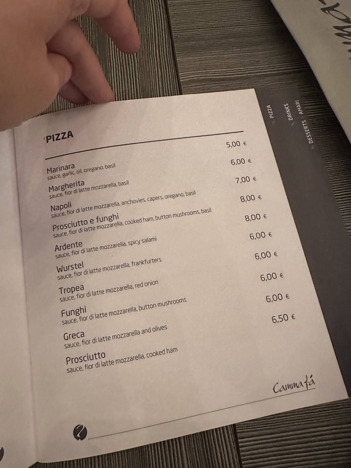 Menu di Cammafà 