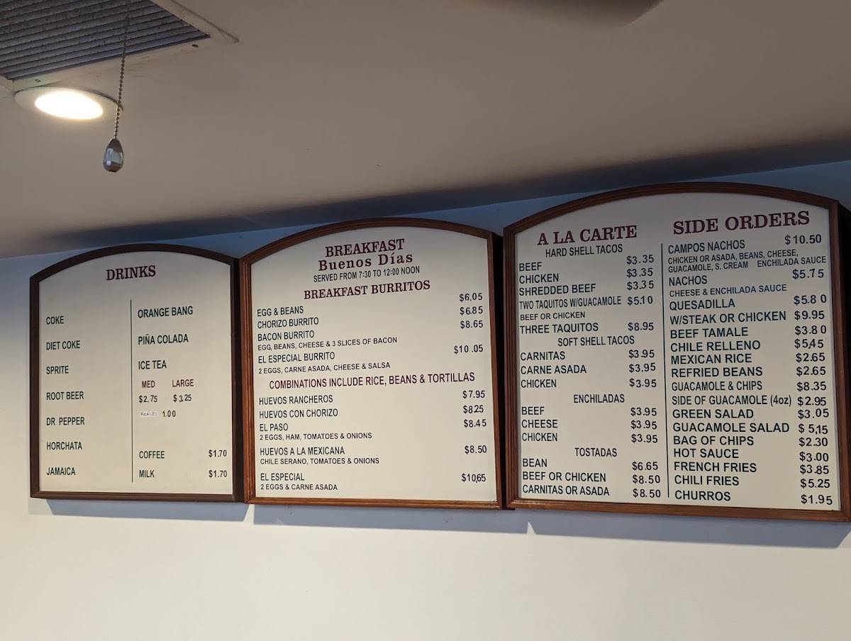 Menu at Campos Famous Burritos restaurant, Simi Valley
