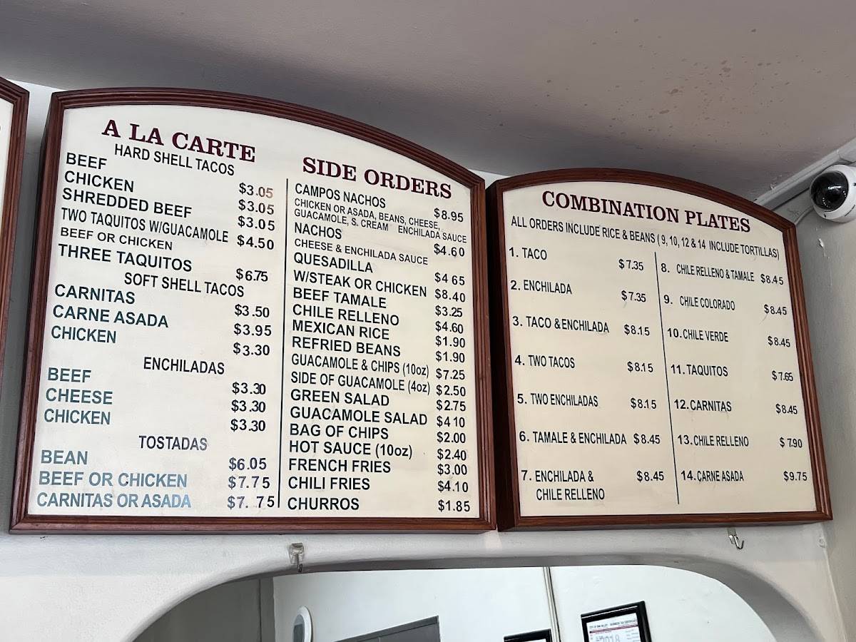 Menu at Campos Famous Burritos restaurant, Simi Valley