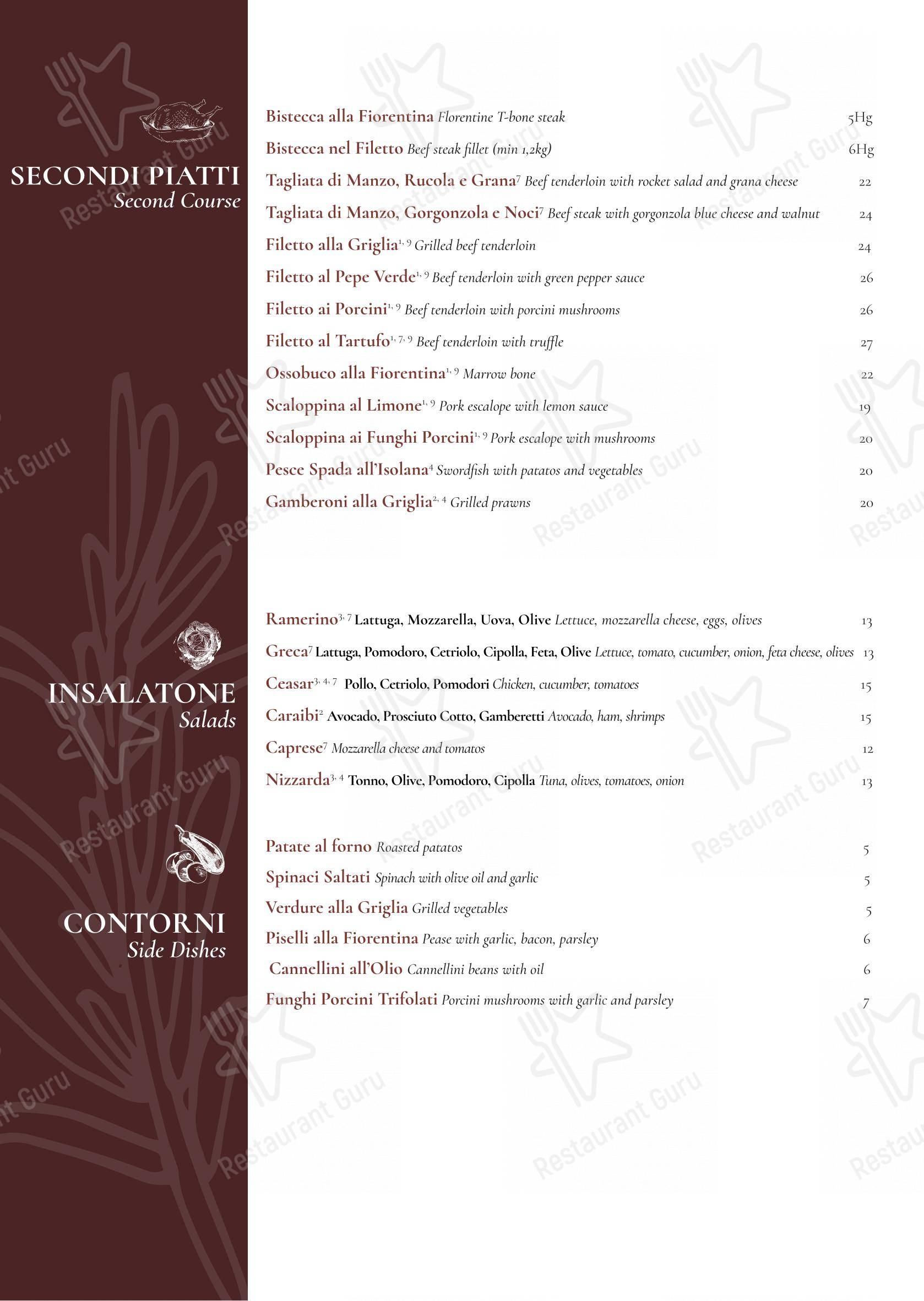 Menu di Canto del Ramerino - Menu