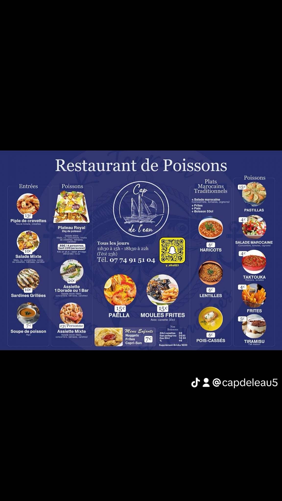 Menu de Cap de l’eau