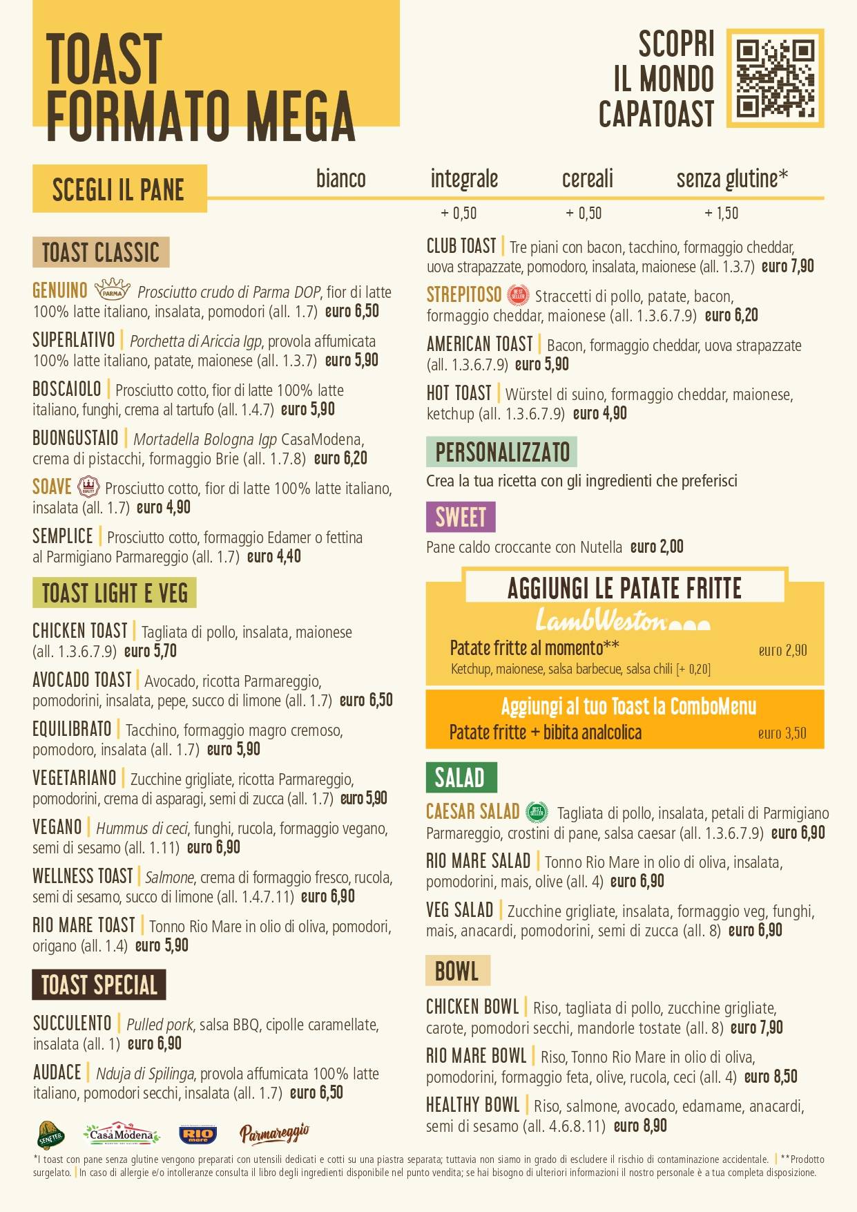 Menu di Capatoast - Pompei La Cartiera 