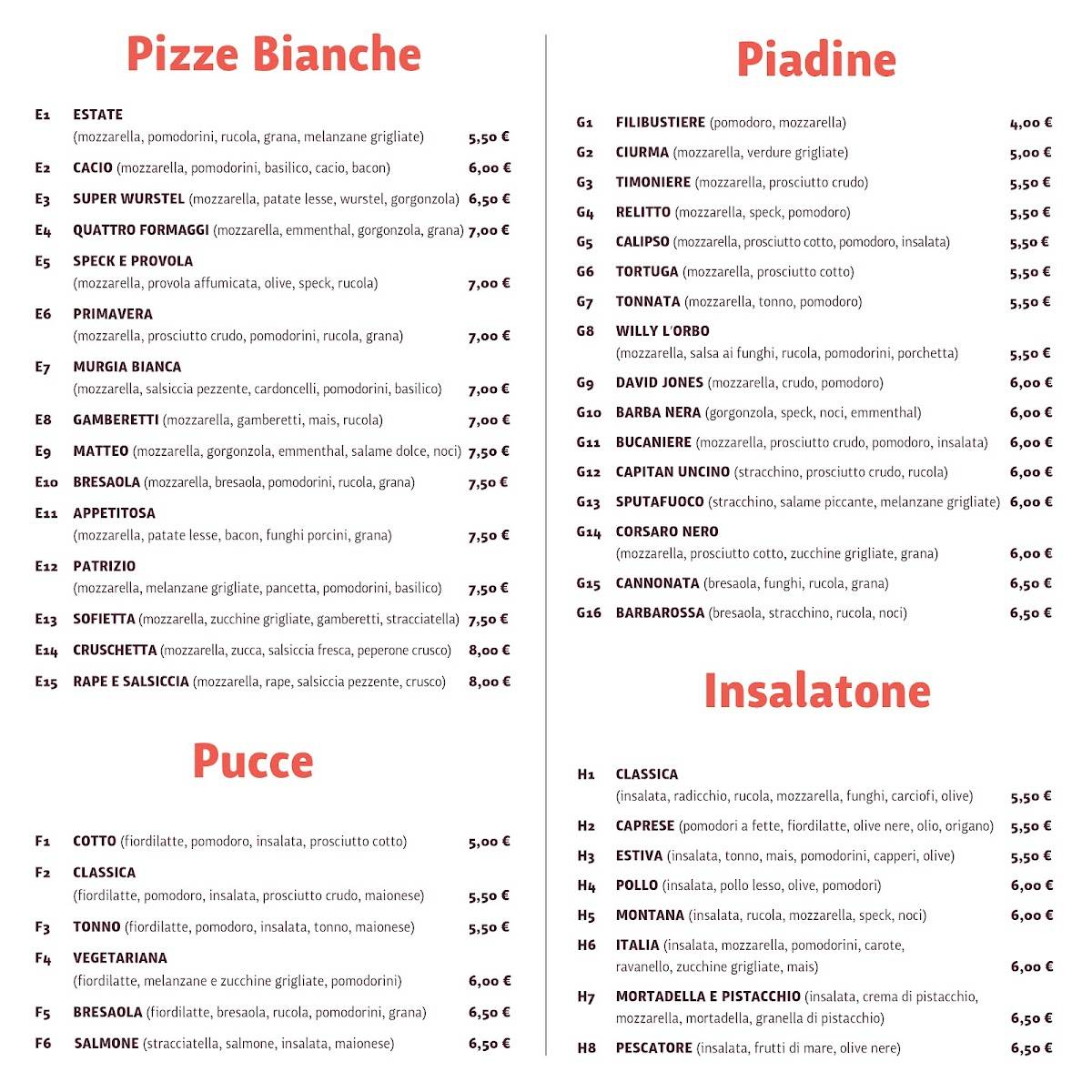 Menu di Capitan Piada 