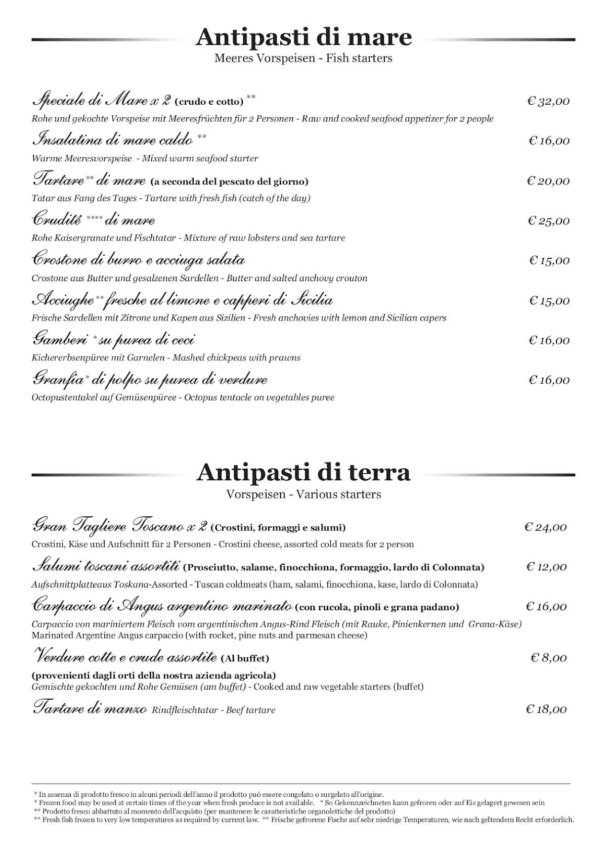 Menu di Ristorante da Pilade 