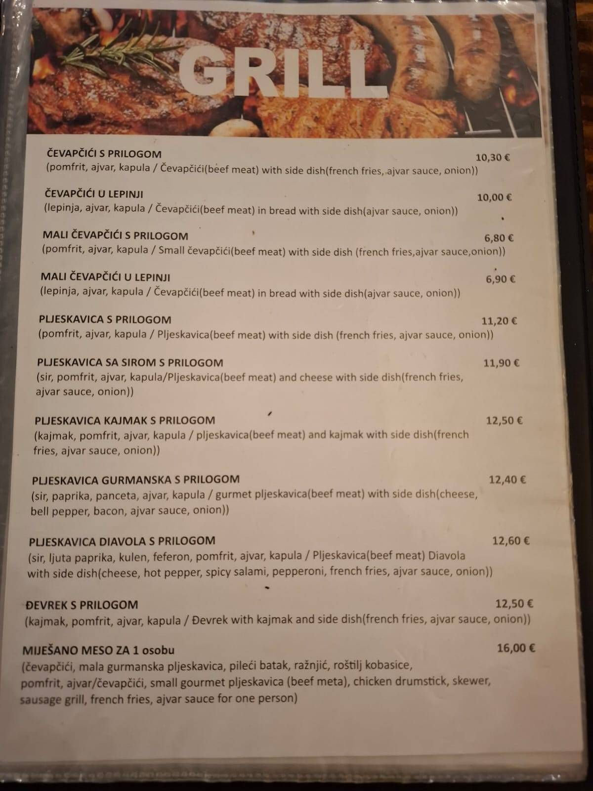 Menu di Caracca Pub 