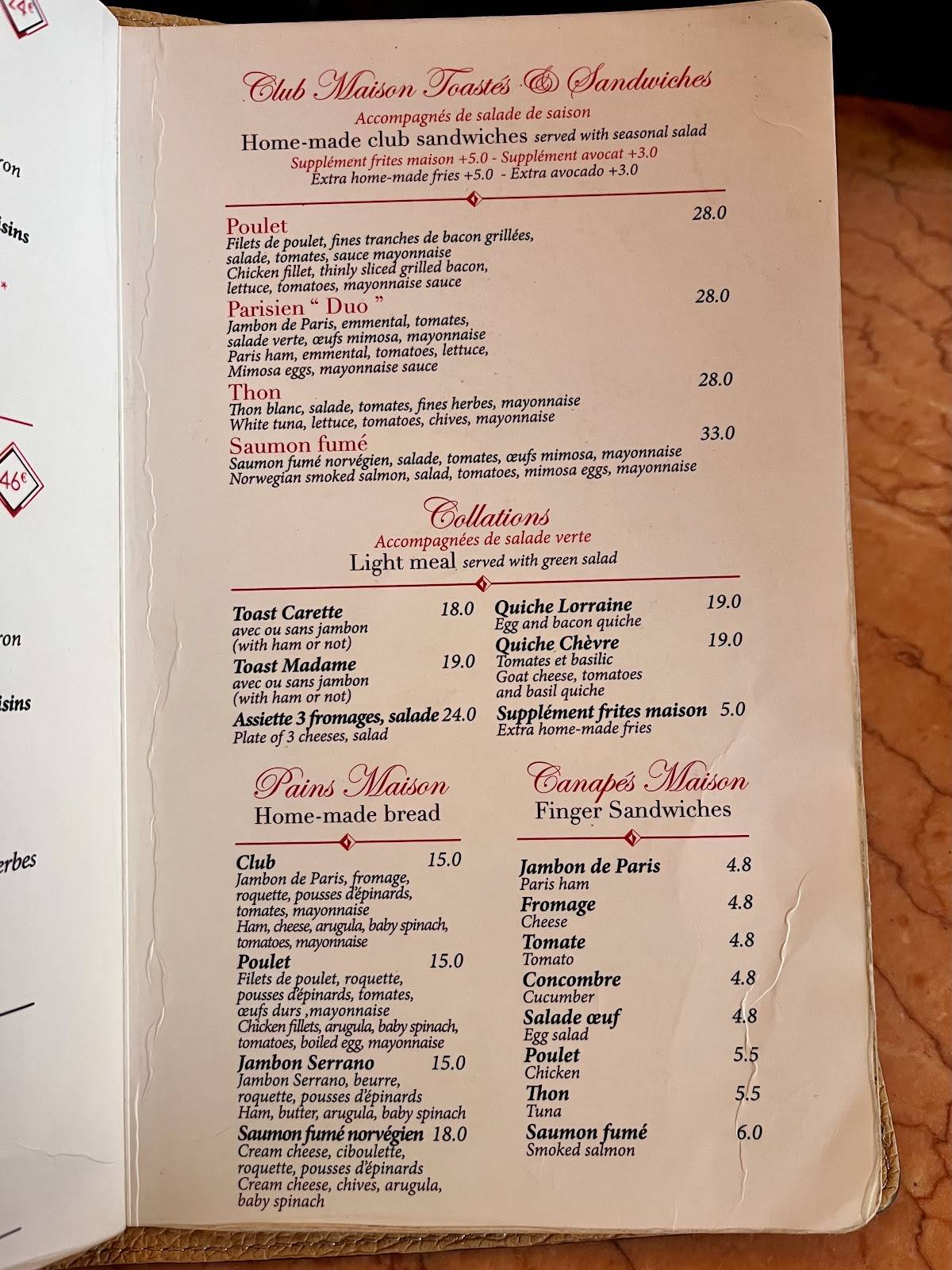 Menu de Carette
