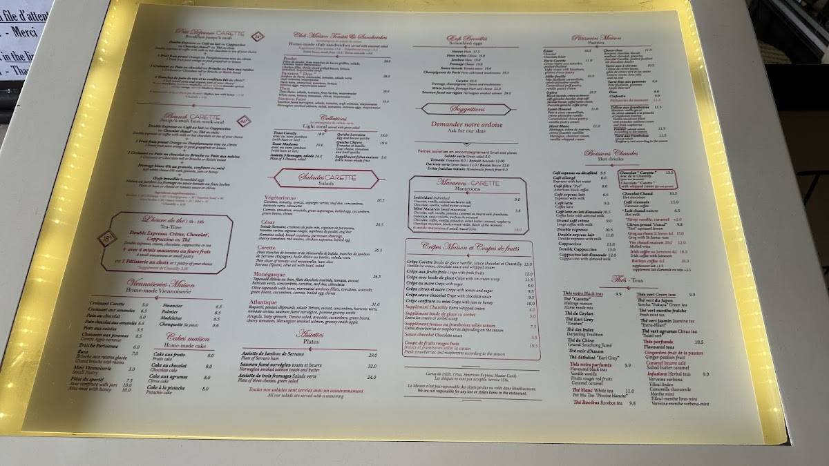 Menu de Carette