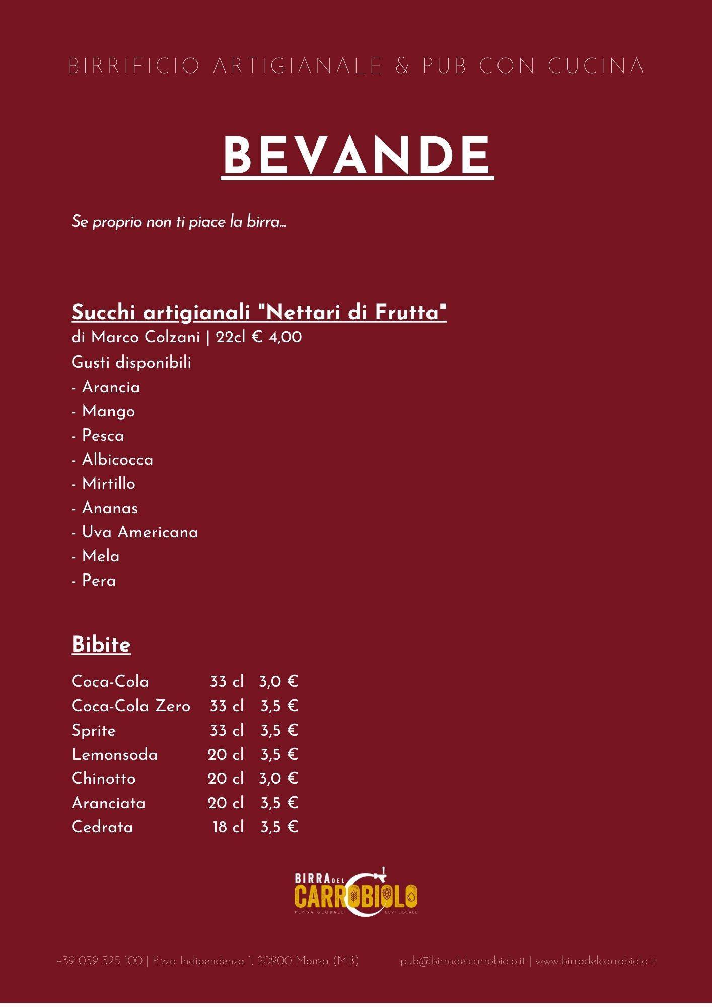 Menu di Carrobiolo Brewpub 
