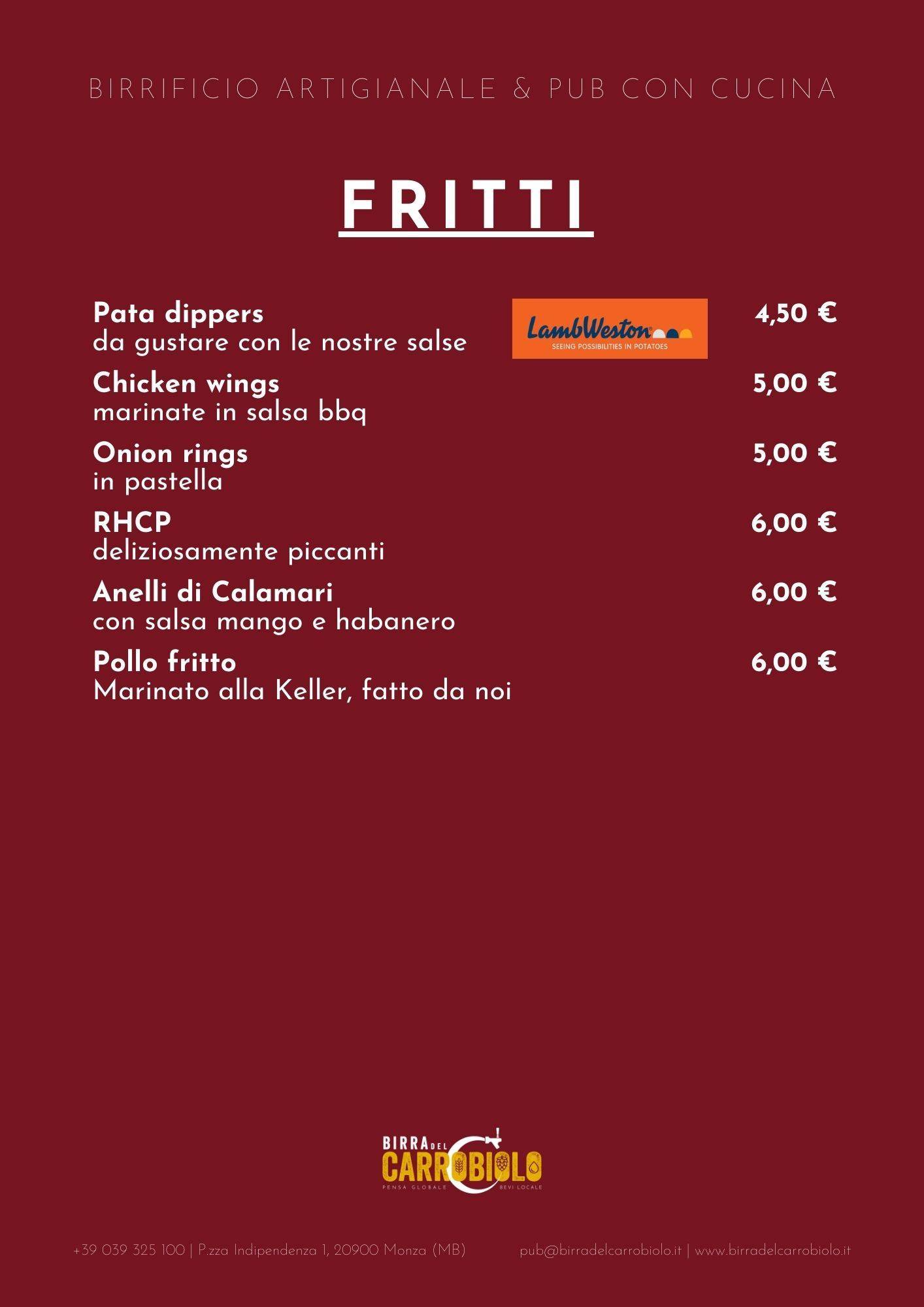 Menu di Carrobiolo Brewpub 