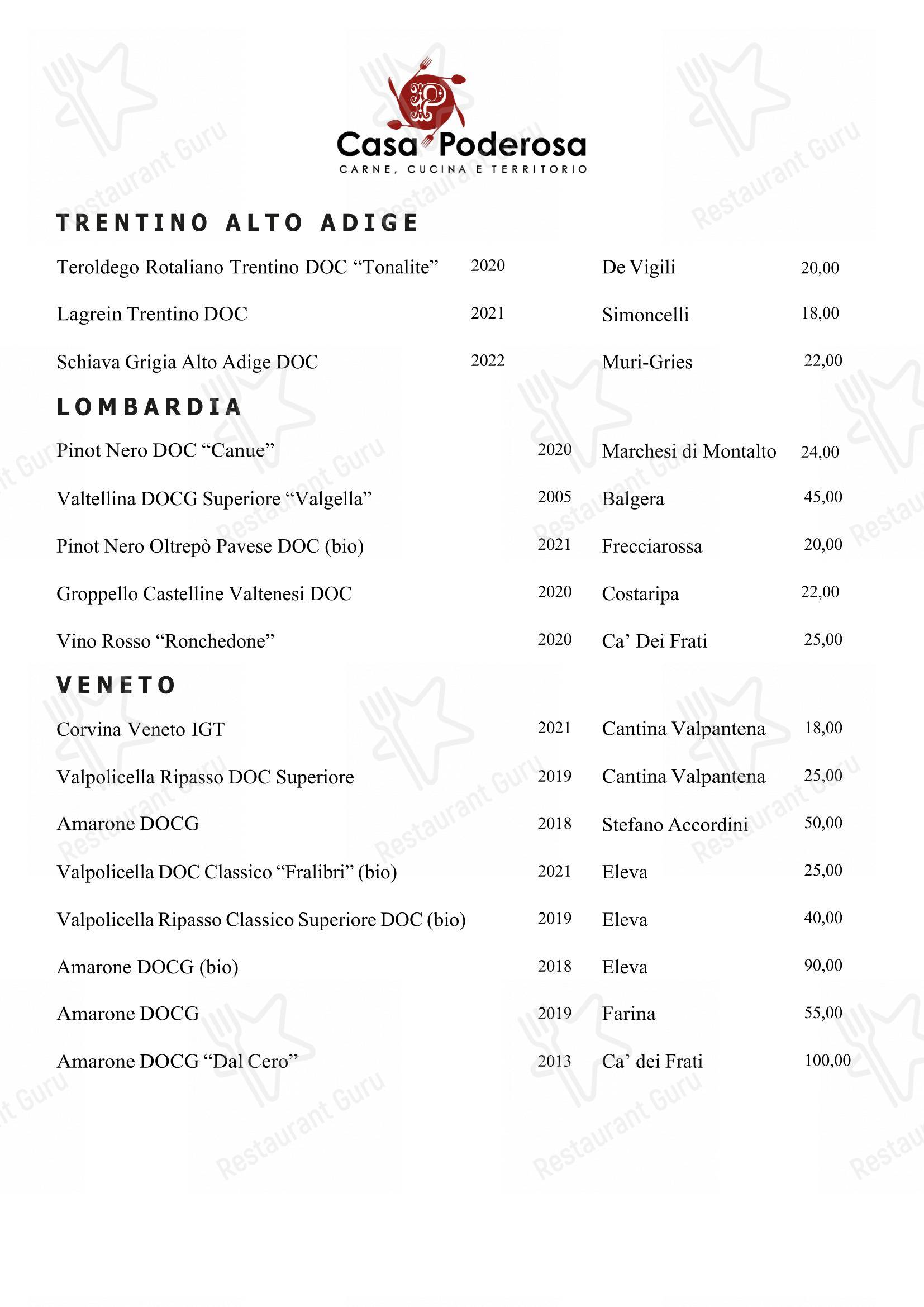 Menu pour Casa Poderosa - Menu