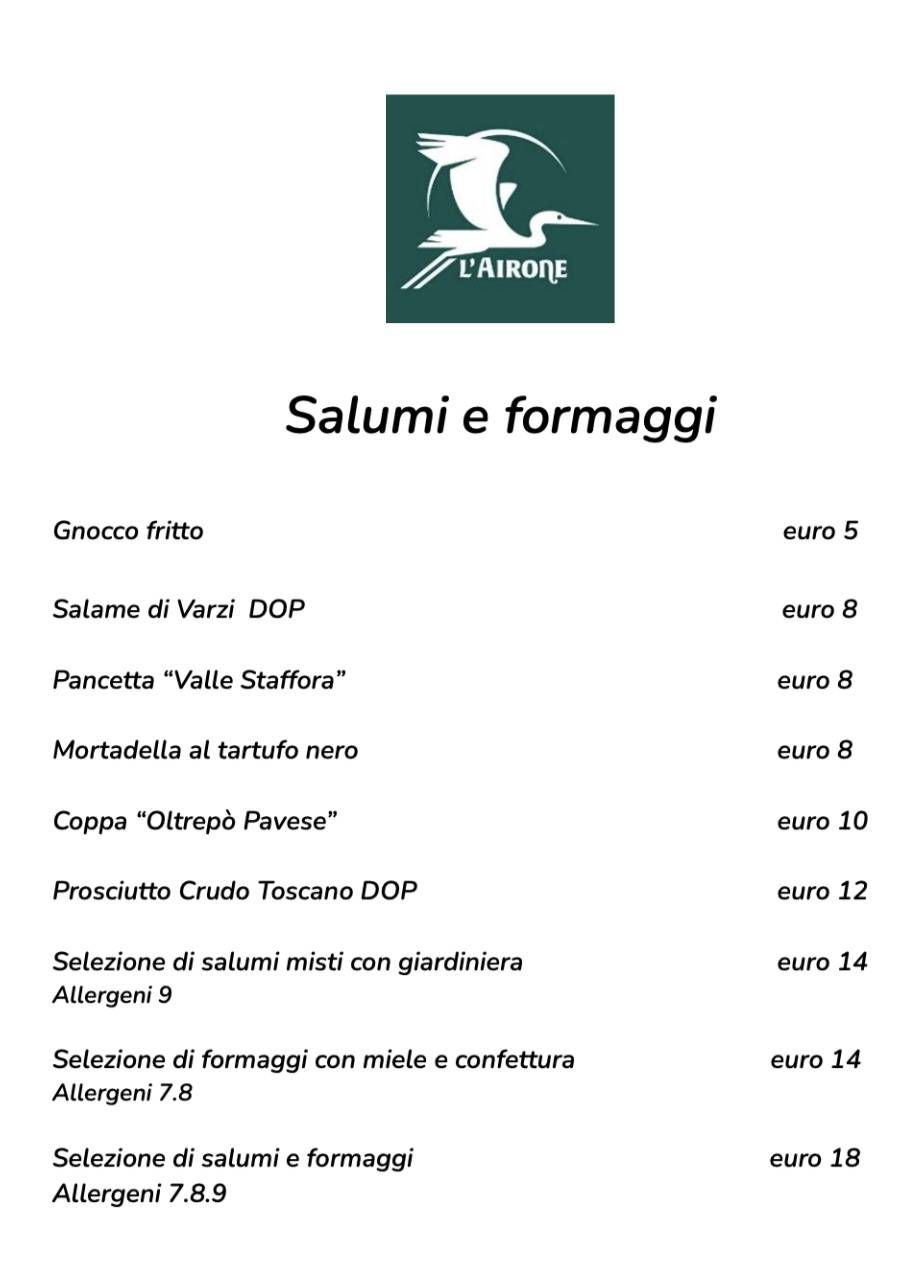 Menu di L’Airone - Ristorante Enoteca 