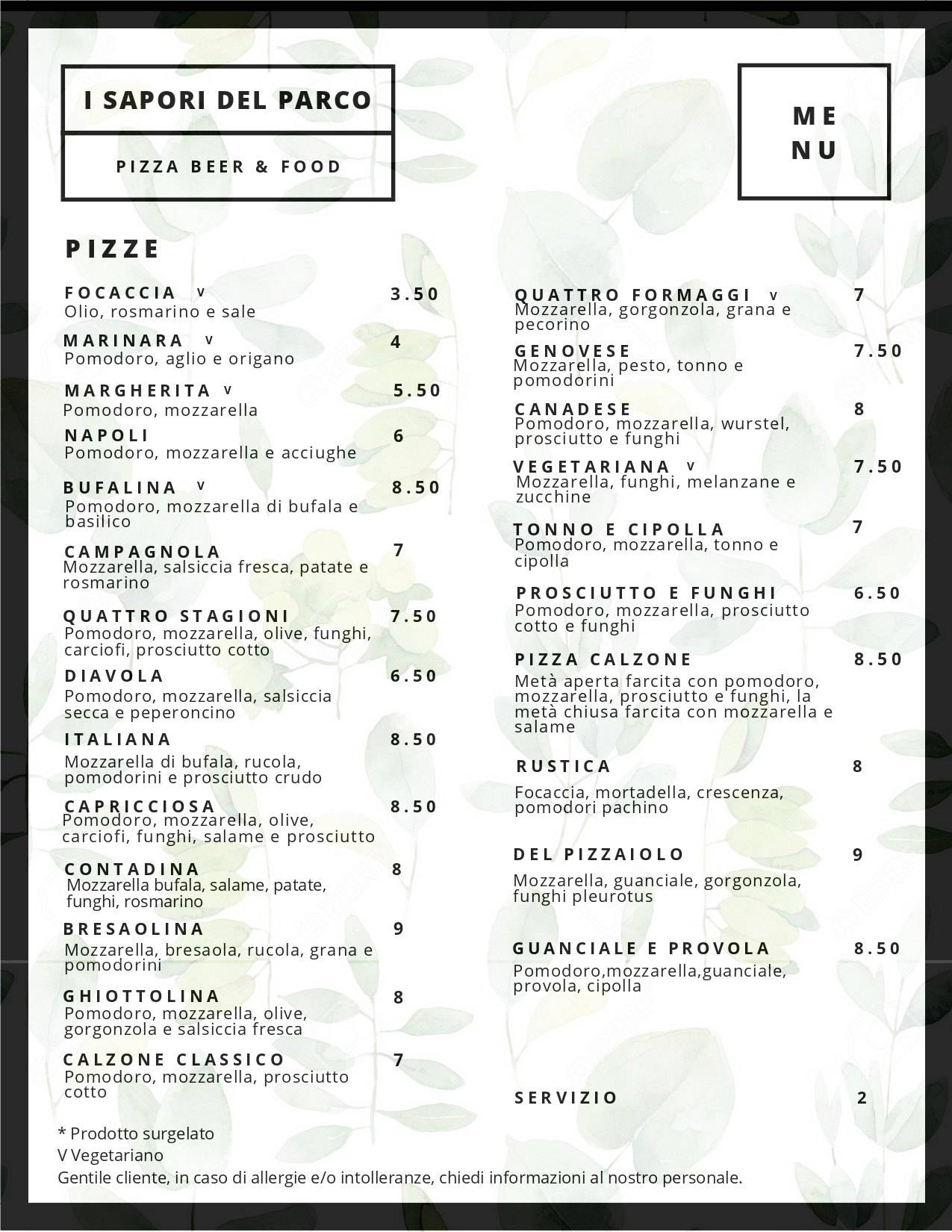 Menu di I SAPORI DEL PARCO 