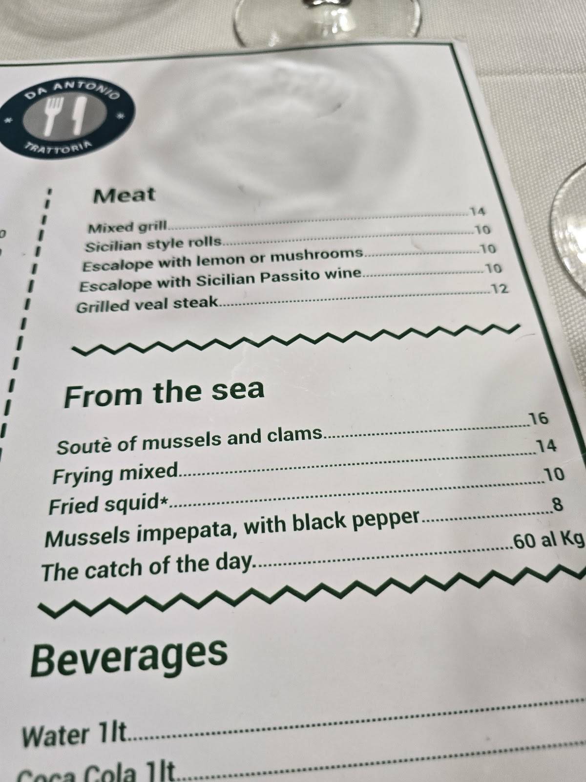Menu di Ristorante da Antonio 