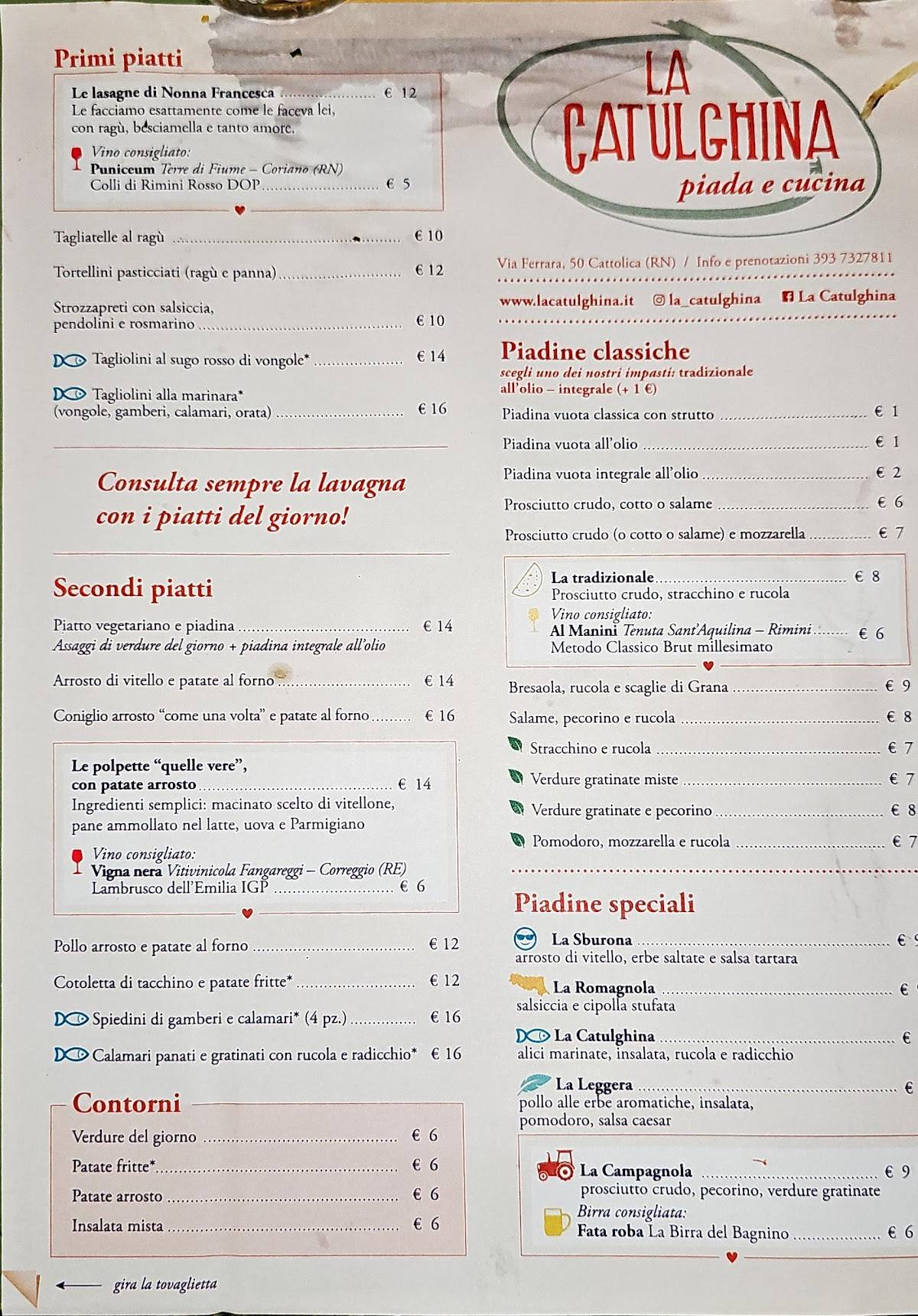 Menu di La Catulghina 