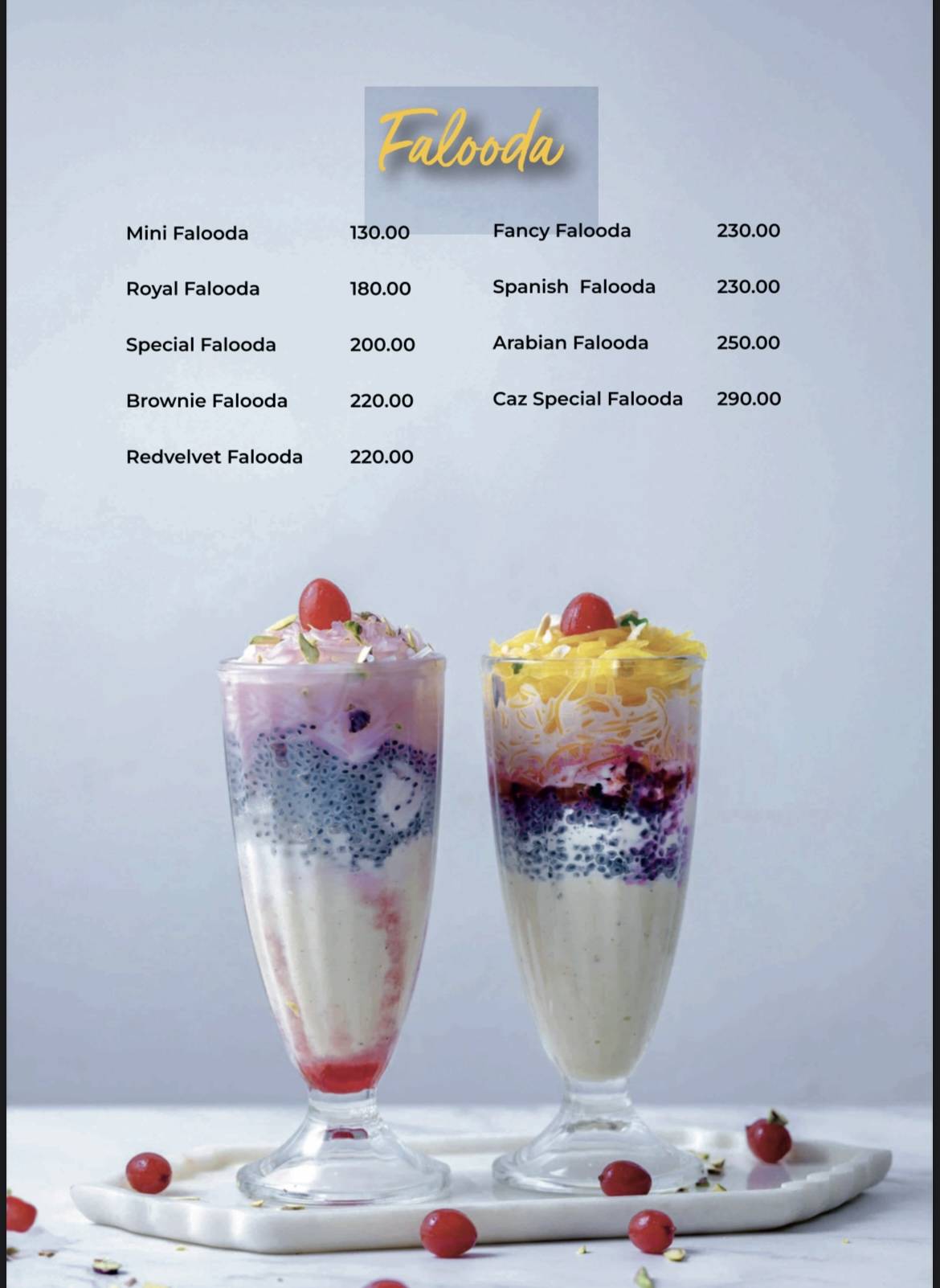 Caz Cafe menu