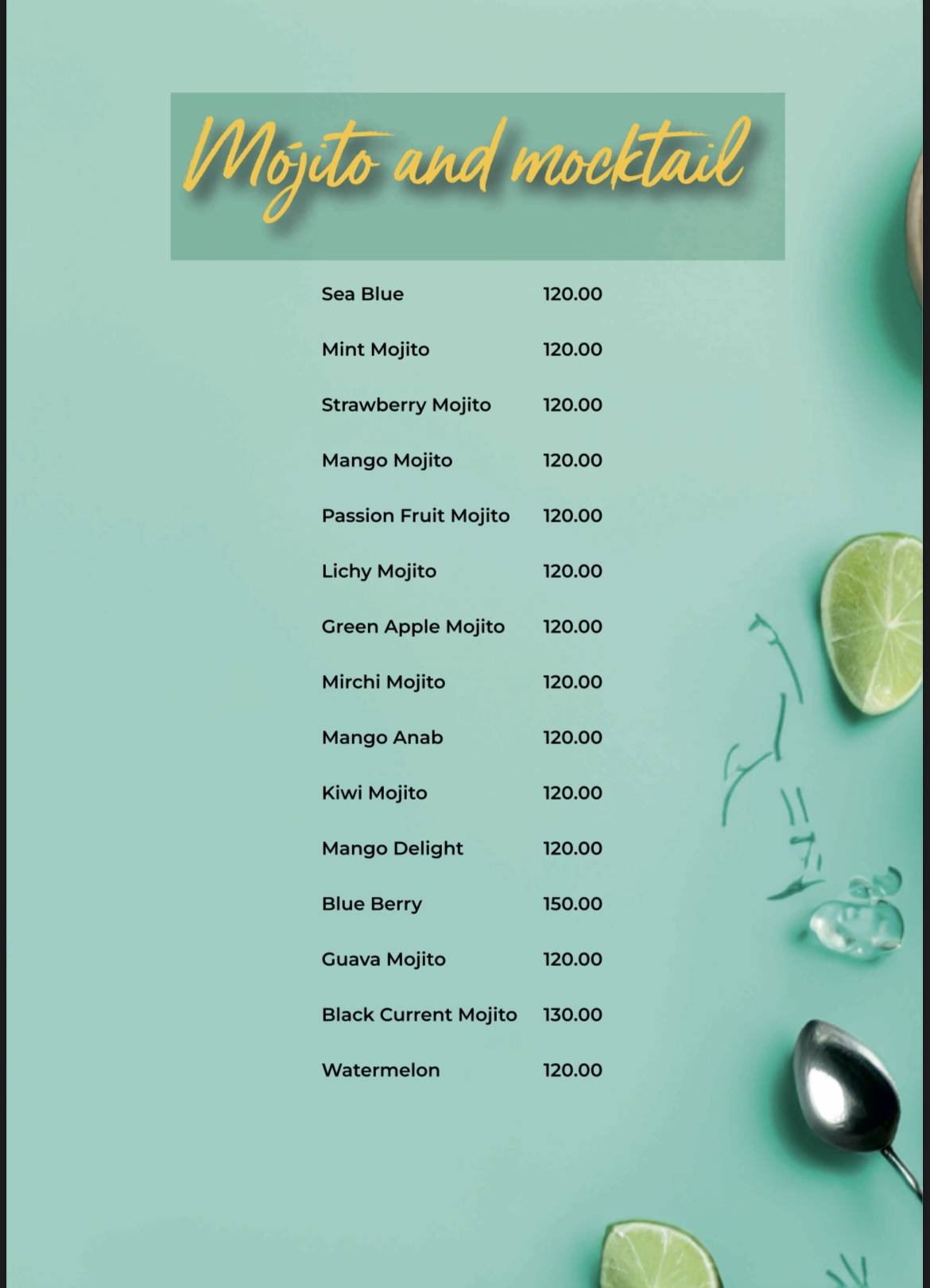 Caz Cafe menu