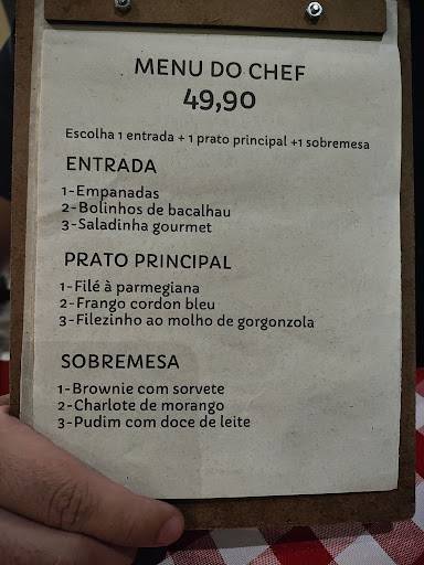 O Chalé cardápio