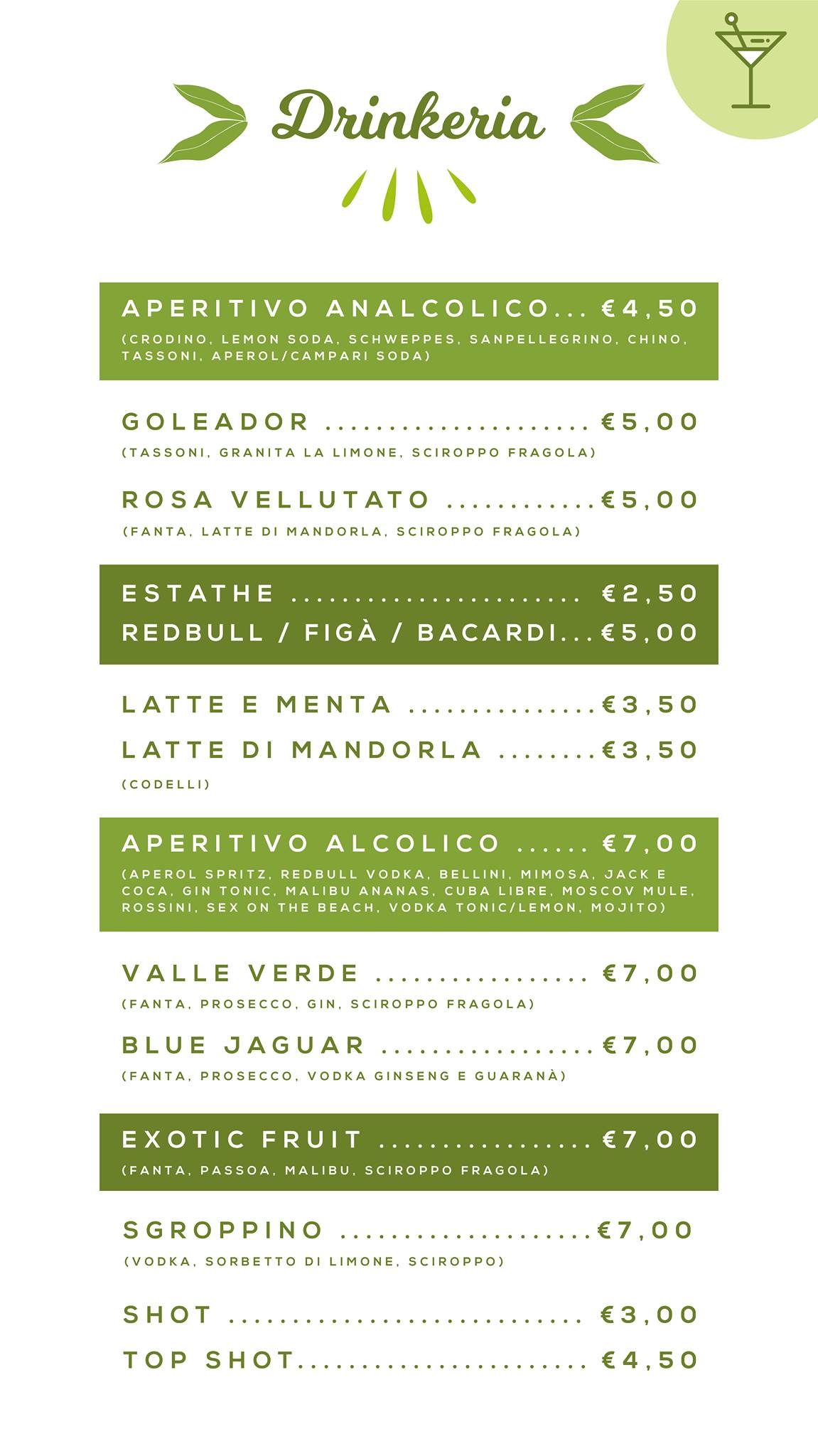 Menu di Chalet Valle Verde 