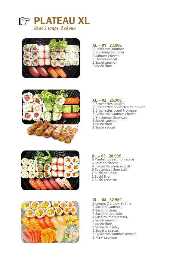 Menu de ASIA SHOP traiteur japonais（plats à emporter）