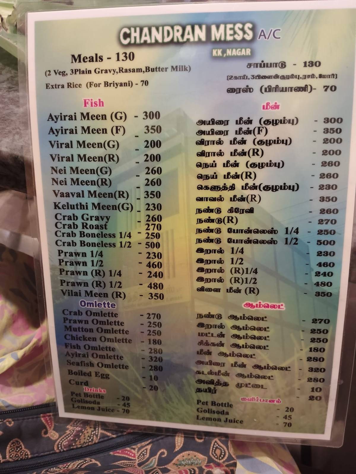 Chandran Mess(opp.Dist Court) - Non-veg family restaurant menu