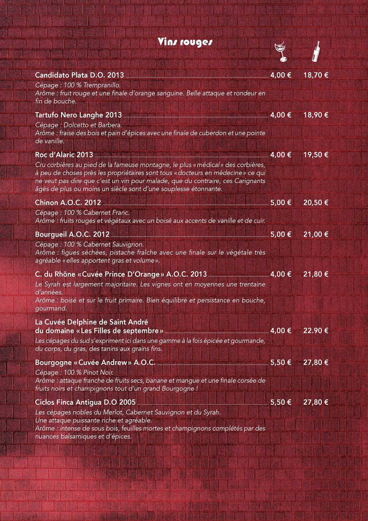 Menu de Charles-Quint