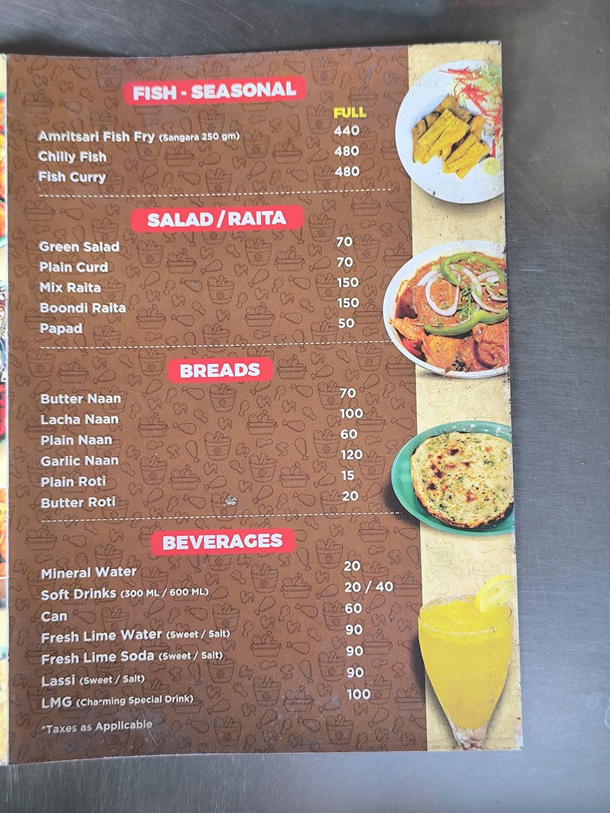 Charming Chicken menu