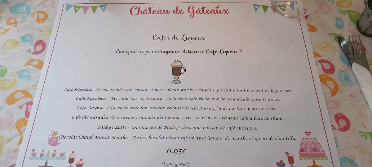 Menu de Château de Gâteaux