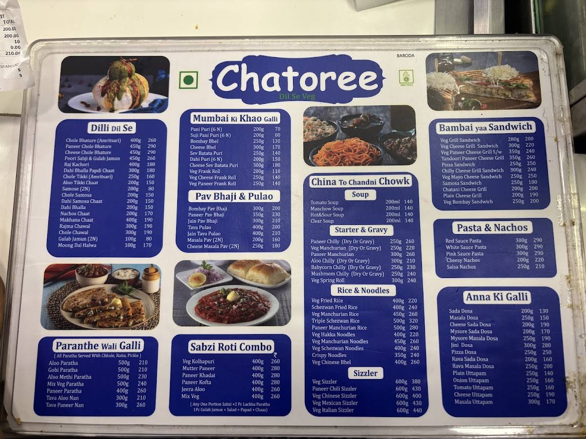 Chatoree menu