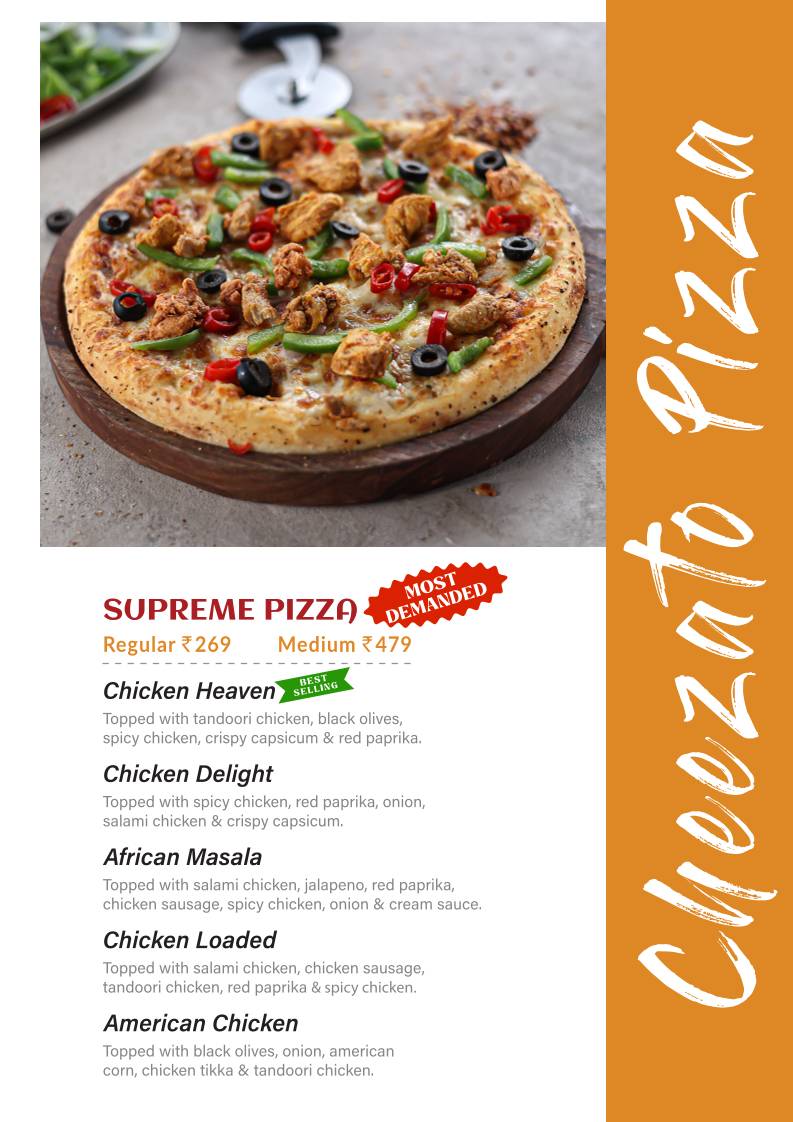 Cheezato Pizza menu