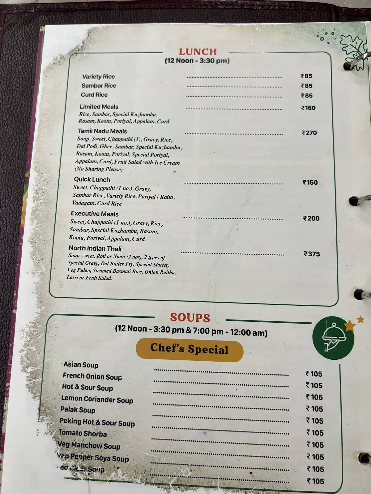 Geetham Veg Mount Road menu