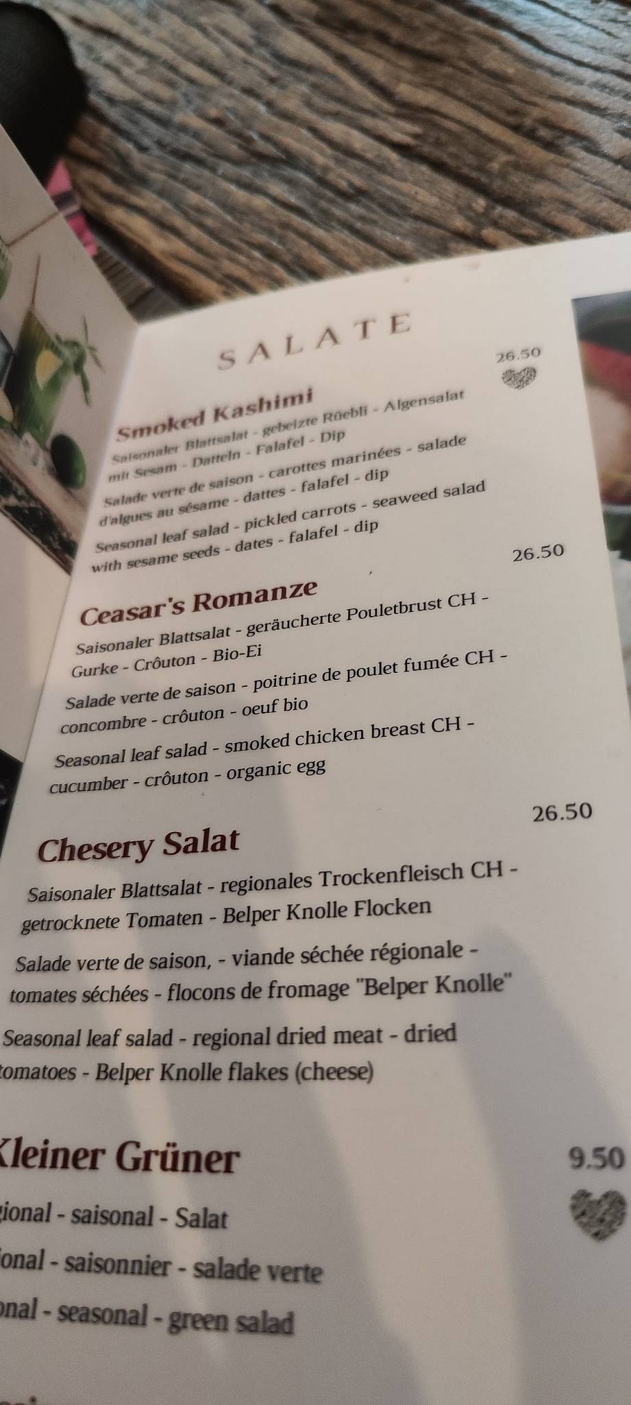 Menu di Chesery Restaurant und Brocante 