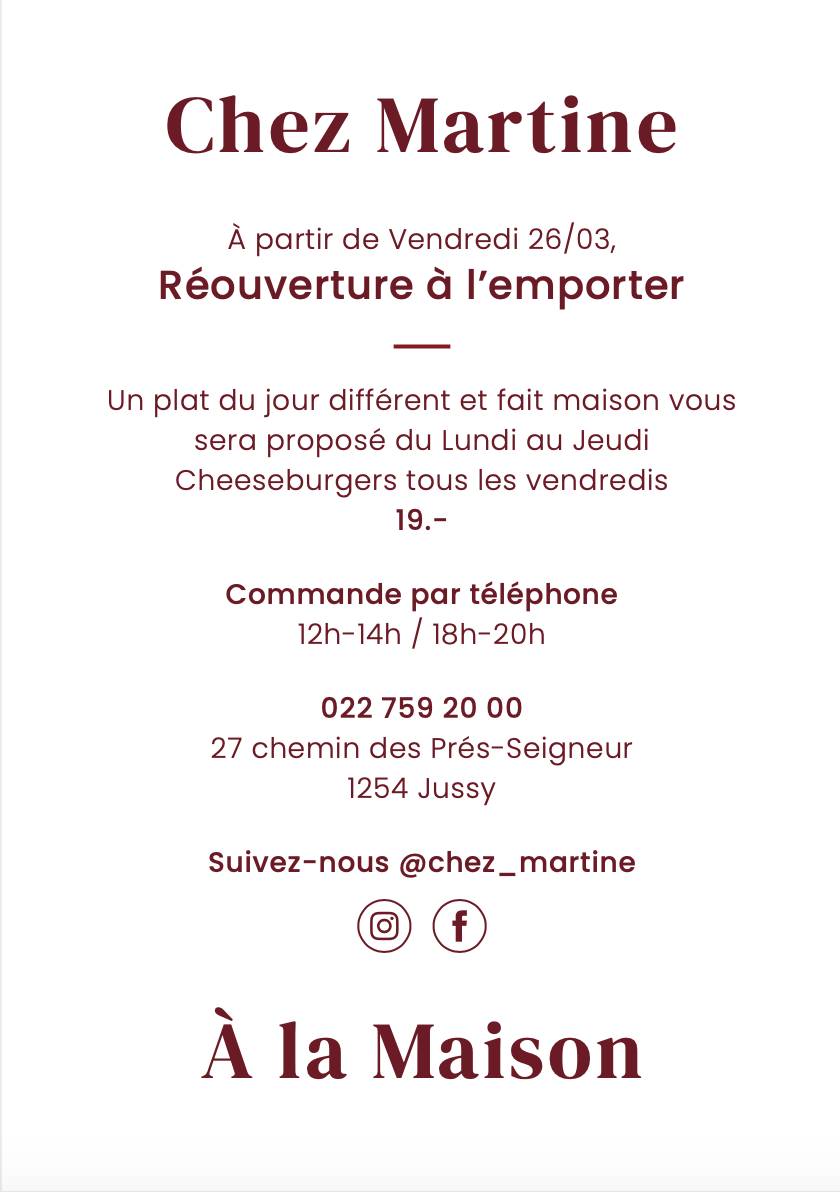 Menu di Chez Martine 