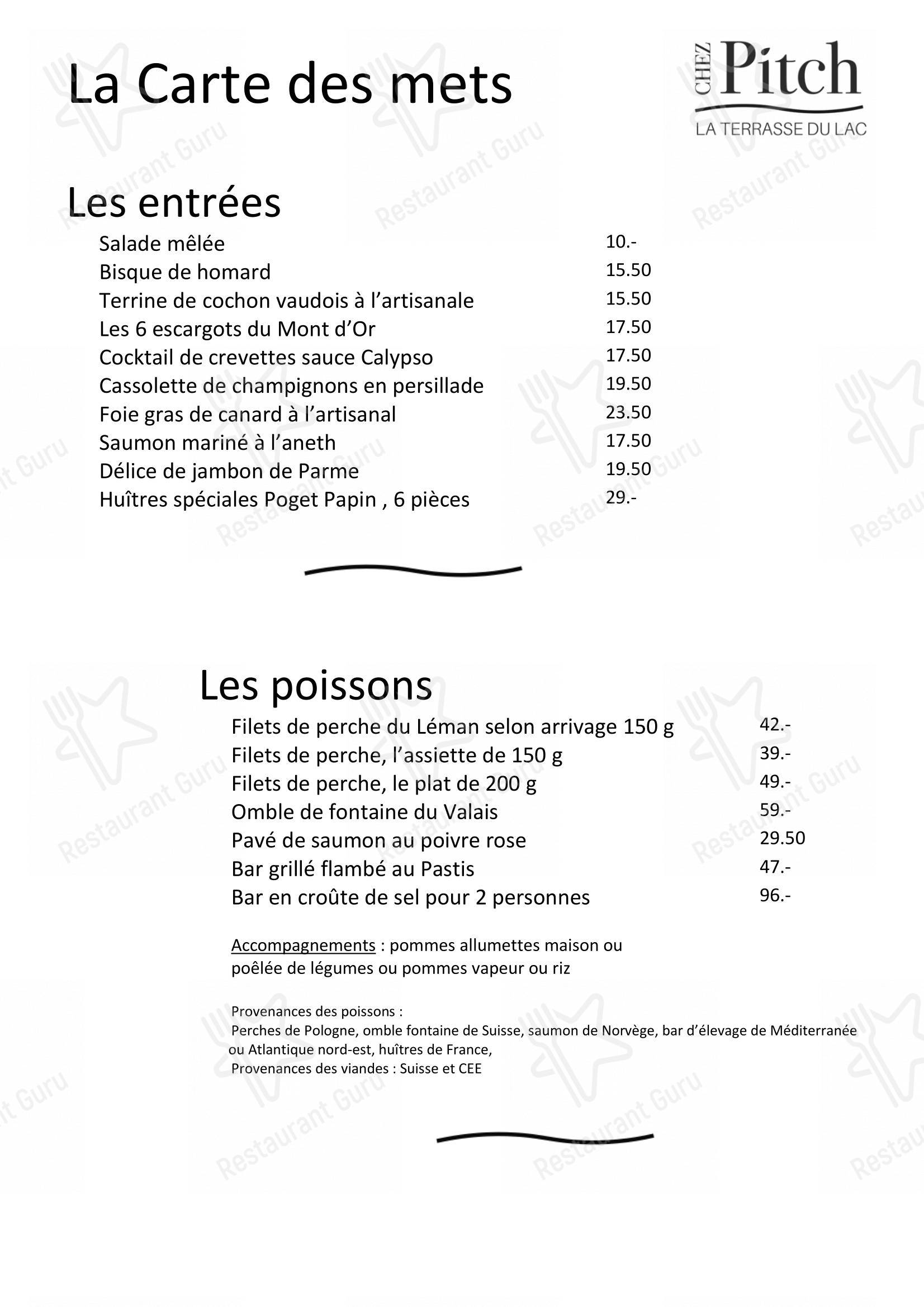 Menu per Chez Pitch in Pully