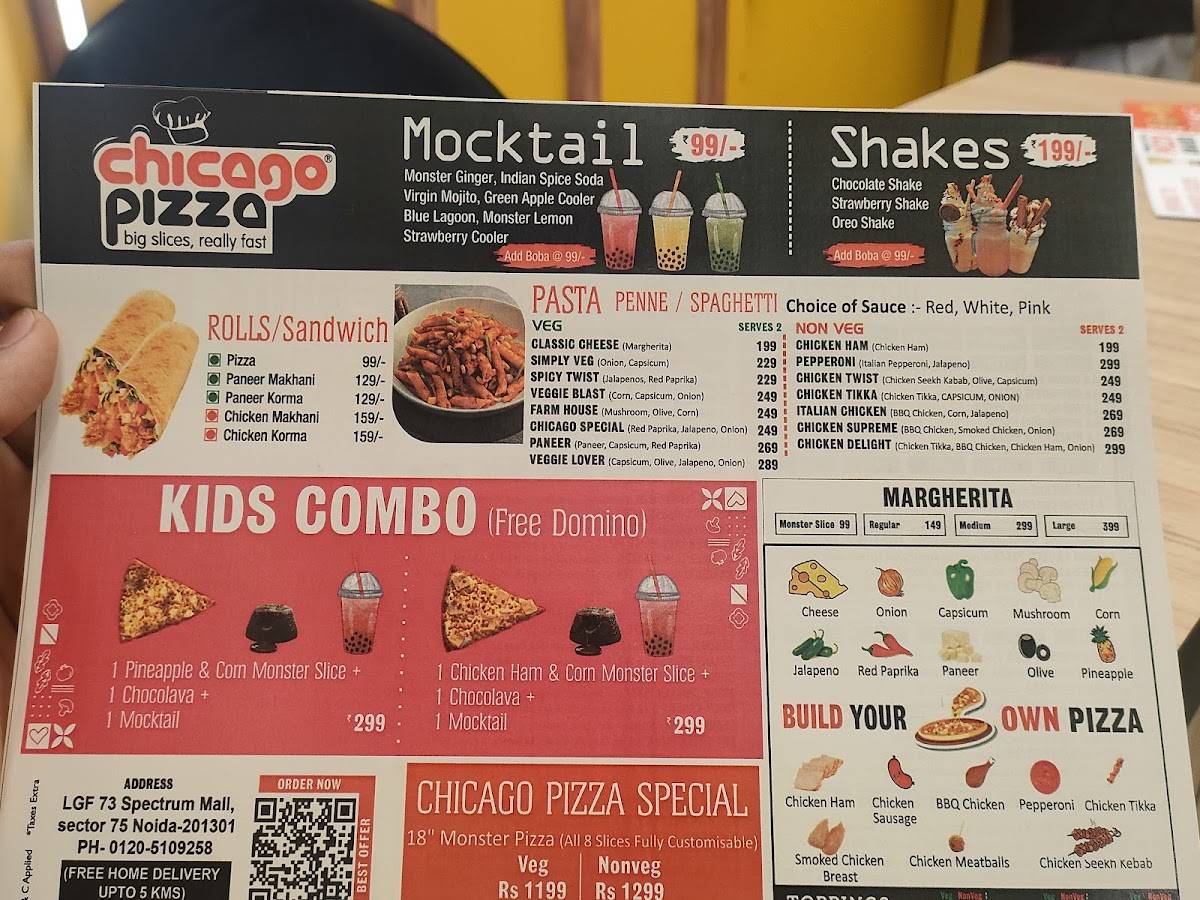 Chicago Pizza - Spectrum Mall Noida Best Pizza in Noida menu