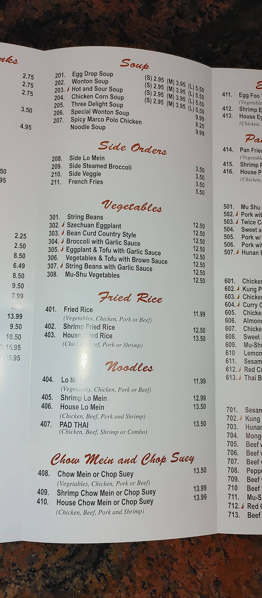 Menu at China Town Chinese Restaurant, Kerrville
